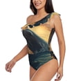 thumbnail image 3 of Picia Sunset Ocean Whale Pattern Women's One Piece Swimsuits,One Shoulder Swimwear Asymmetric ,Ruffle Monokinis Bathing Suits,High Waisted Flattering Bathing Suits-X-Large, 3 of 8