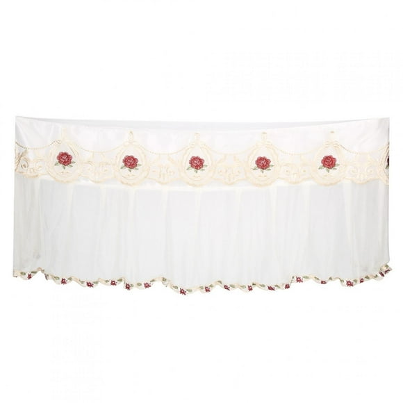 Cubierta protectora a prueba de polvo de encaje para aire acondicionado para colgar en la pared interior, suministros para el hogar (patrón de flores rojas vino, 92 cm)