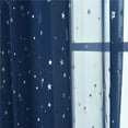 thumbnail image 2 of UPOUART 1Pack Embroidered Blue Pattern Curtains in Dark Blue for Bedroom Windows Providing Privacy and Light Diffusion, 2 of 7