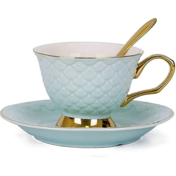 Vintage 8 Ounces Porcelain Coffee Cup,tea Cup And Saucer Set And Saucer With Decorative Scale P