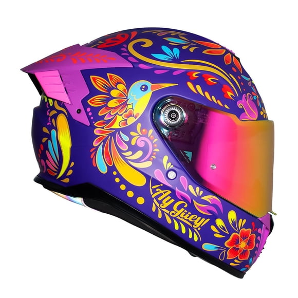 Casco Moto Rosa Morado Axxis Colinada Talla L ¡Ay Güey!