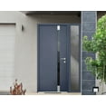 thumbnail image 3 of Front Exterior Prehung Steel Door / Cynex 6777 Grey / Side Exterior Window / Stainless Inserts Single Modern Painted-W36+12" x H80"-Left-hand Inswing, 3 of 7