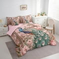 thumbnail image 3 of Castle Fairy Teens Vintage Flowers Animal Peacock Twin Bedding Sets 7-Piece,Chic Floral Pink Peony Bedding Comforter Set Microfiber,Retro Exotic Luxury Aesthetic Breathable Sheet Sets, 3 of 8