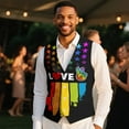 thumbnail image 4 of Yuyamidu Love Men's Formal Vest Set Slim Fit Waistcoat for Wedding Prom Party Colorful American Flag Mens Suit Vest Tuxedo Vests Size XL, 4 of 7