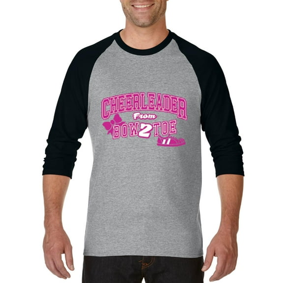 Artix - Mens Raglan Sleeve Baseball T-Shirts, up to Size 3XL - Cheerleader Bow 2 Toe