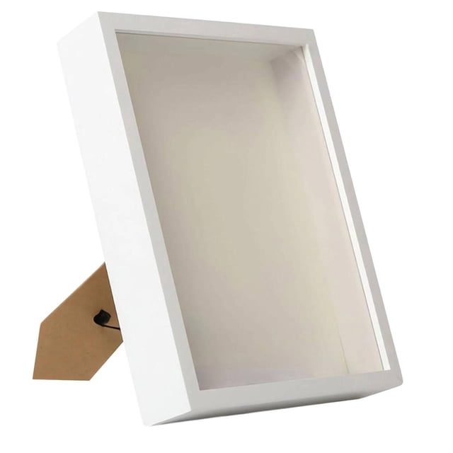 Shengyu DIY Shadow Box Wood Frame Crafts Display Case Large for Wedding Photo Medals White White 21.9x27cm
