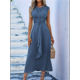 thumbnail image 4 of Vestido Midi Informal Sin Mangas de Verano para Mujer, Ajustado, con Lazo en la Cintura, , 2025 Azul Neblina XXL, 4 of 9