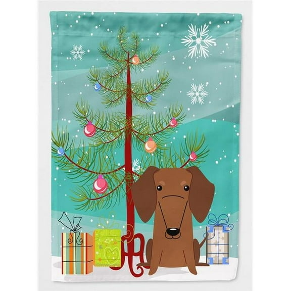 Carolines Treasures BB4255GF Merry Christmas Tree Dachshund Red & Brown Flag Garden Size