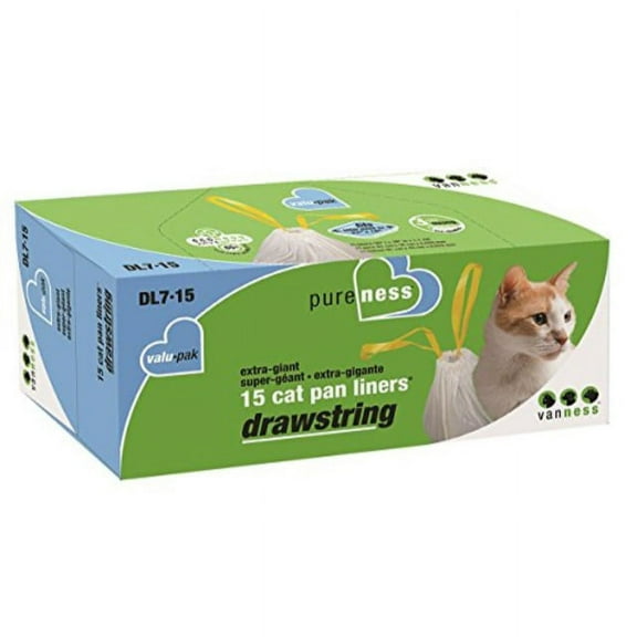 van ness dl715 pureness extra giant drawstring cat pan liner, 15-count