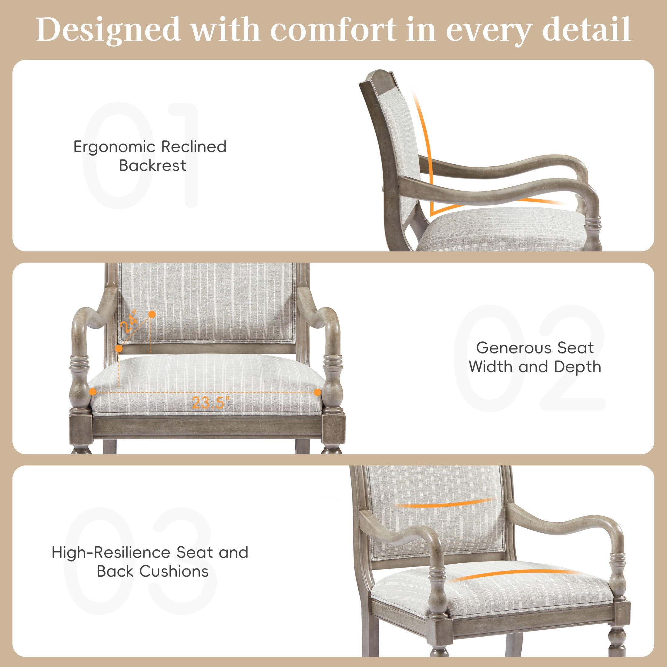 Noble House Jesse 28.5" Vintage Linen Upholstered Accent Chair, Durable Armchair for Living Room, Bedroom, Gray