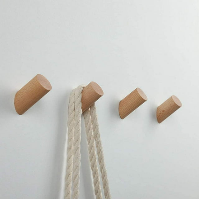 Laklulu Perchero De Madera Gancho 【5 Piezas】 Ropa Natural Montada En La Pared Bufanda Sombrero Y Bolsa Perchas De Almacenamiento Toalla Decoración De Dormitorio, Diámetro 30 Mm