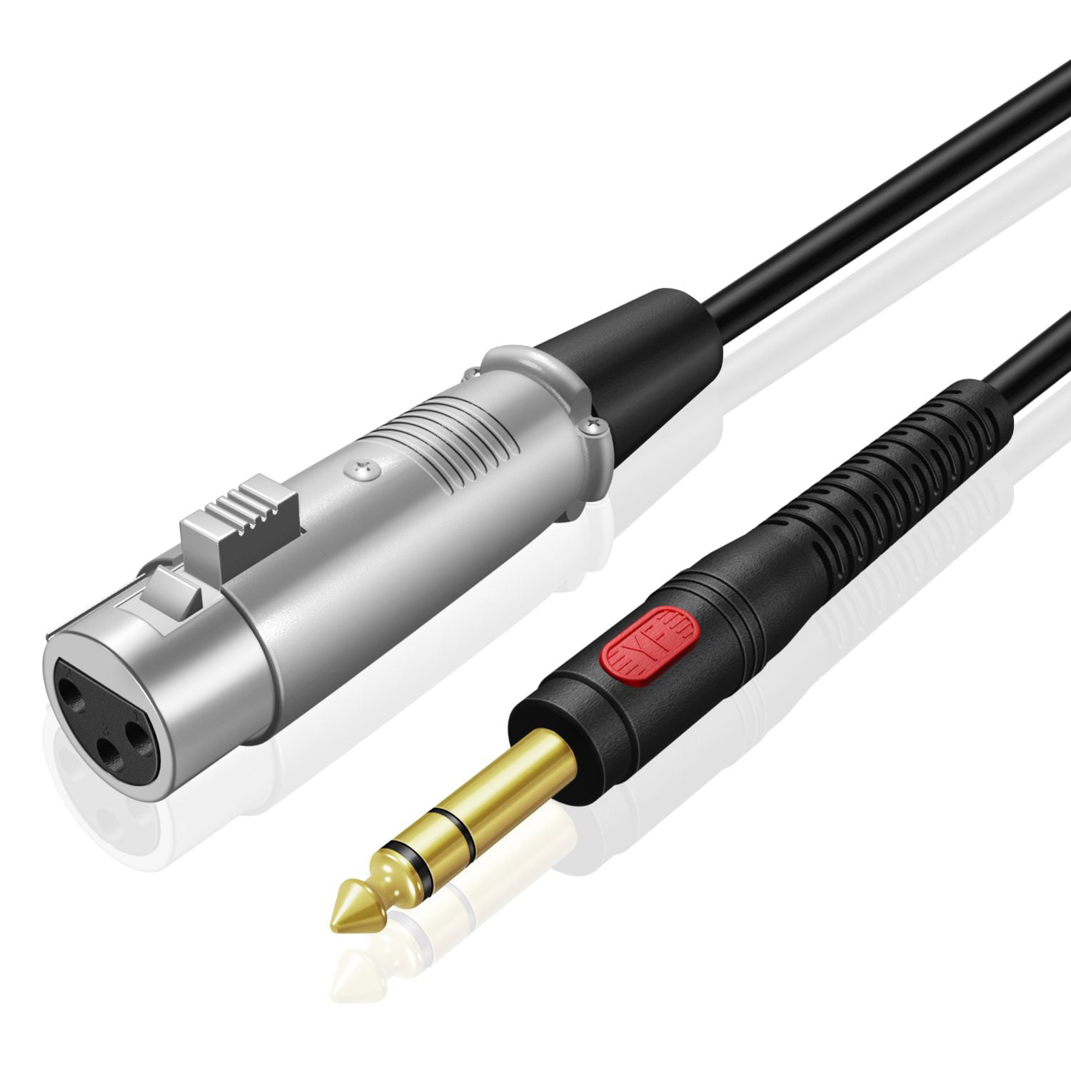 TNP Premium 3 Pin XLR Female to 6.3mm 1/4 inch TRS Stereo Jack Male M/F Balanced Mic Microphone Audio Interconnect Cable 6 ft, Gold Plated for Powered
