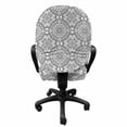 thumbnail image 3 of Victorian Office Chair Slipcover, Vintage Monochrome Style Damask Themed Tile Ornamental Design on Repetition, Protective Stretch Decorative Fabric Cover, Standard Size, Dimgray White, by Ambesonne, 3 of 5