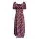 thumbnail image 3 of WILLBEST Vestido Midi Floral para Mujer, Vestido Fruncido con Abertura En El Busto, Estilo Bohemio, Cuello Cuadrado, Manga Corta, para Verano Mediana​​, 3 of 3
