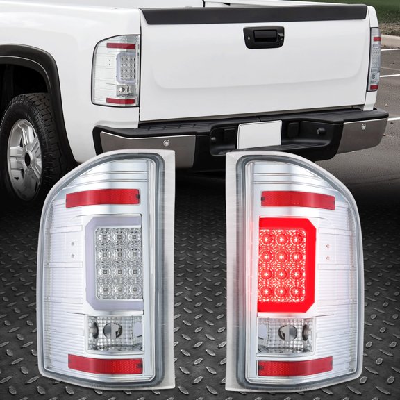 Nuvision LED C-Tube Bar Tail Light Brake Lamps Chrome/Clear for 07-14 Chevy Silverado