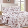 thumbnail image 3 of Ensemble de Douillette Grand Lit 3 Pcs Ensemble de Literie Doux pour une Excellente Nuit de Sommeil Rose Jardin de Roses Floral Couvre-Lit Réversible Couvre-Lit, 3 of 3