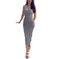 thumbnail image 1 of Txlixc Vestido casual para mujer, sin mangas, sin espalda, con estampado de tablero de ajedrez, vestido largo con tirantes Txlixc  Moda, 1 of 10