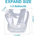 thumbnail image 2 of Bolsa de contenedor de agua plegable de 1,3 galones, jarra de almacenamiento de plástico transparente de grado alimenticio sin BPA para deportes, acampadas, montañismo,(1,3 galones, paquete, 2 of 5