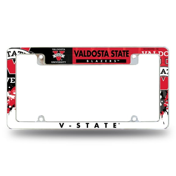 Valdosta State University Blazers Metal License Plate Frame Tag Cover, All Over Design, 12x6 Inch