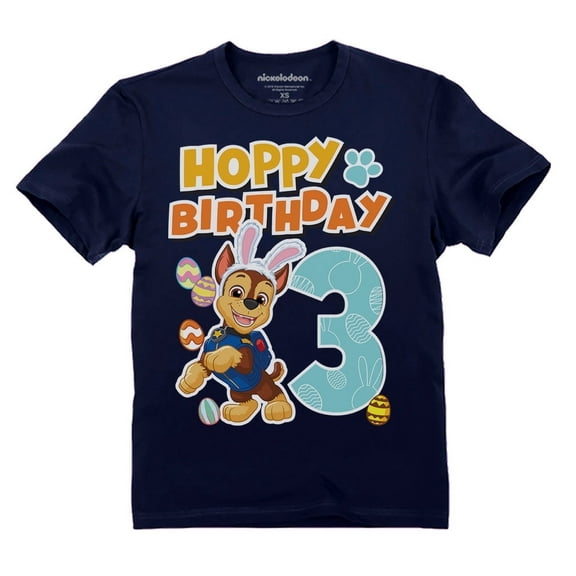 Paw Patrol Chase Toddler Boys' Hoppy 3rd Birthday Easter Bunny Kids T-Shirt Toddler Kids T-Shirt 5T Navy