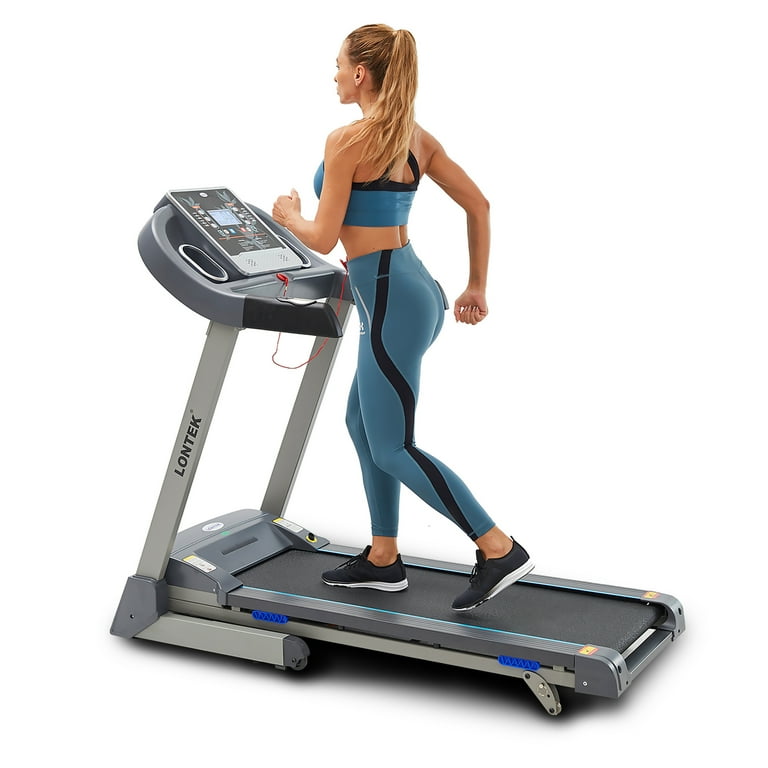 Aukfa Folding Treadmill with Manual Incline 300 LBS Capacity 3.0 HP Running Walking Machine with 12 Programs Adjustment Sports App for Home Office