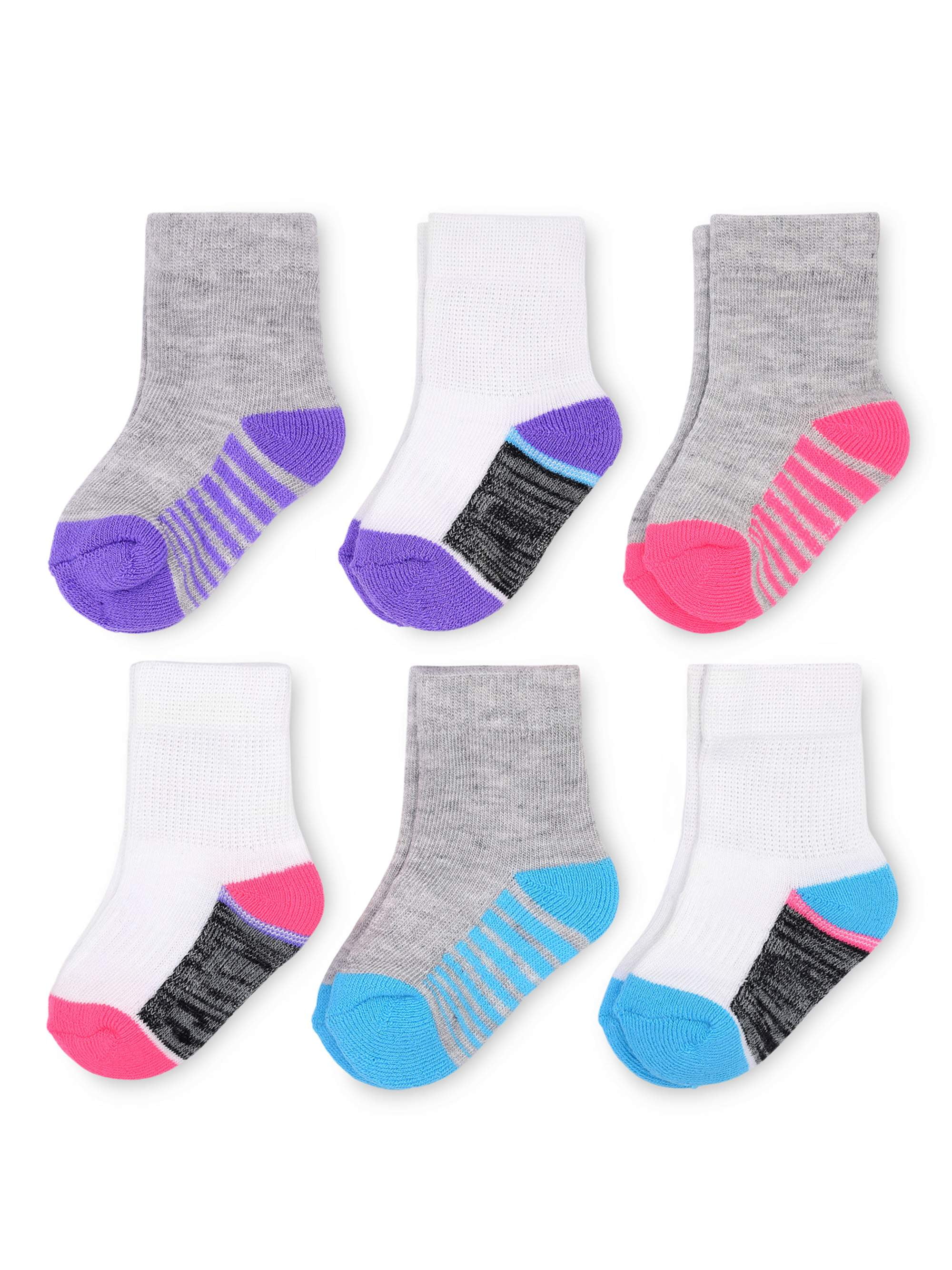 Fruit Of The Loom Baby Girl Crew Socks, 6 Pack