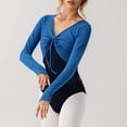 thumbnail image 4 of Pilates Wrap Top for Women 2025 Long Sleeve V-Neck Cross Wrap Front Tie Slim Fit Workout Ballet Shirt Yoga Blouse, 4 of 5