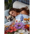 thumbnail image 3 of Vintage Wildflowers Queen Size Flat Sheet, Wrinkleproof & Fadeproof Cooling Flat Bed Sheet Only, Rustic Oil Painted Abstract Botanical Breathable Soft Bedding Top Sheets 90 x 102 Inches, 3 of 8