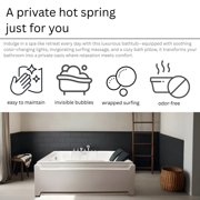 73 x 48 Whirlpool Bathtub for 2-Person with 8 Hydro Massage Jets & Chromatherapy LED Lights, 1HP UL Certified Pump, 3-Sided Apron Acrylic Soaking Tub, Left Drain, 110 Gallons, White