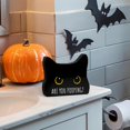 thumbnail image 2 of Cartel acrílico de Halloween con forma de gato negro, 13 x 10 cm, decoración de baño, 2 of 6