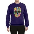 thumbnail image 2 of Wild Bobby Dean Russo Colorful Sugar Skull Streetwear Unisex Crewneck Graphic Sweatshirt, Purple, Small, 2 of 5