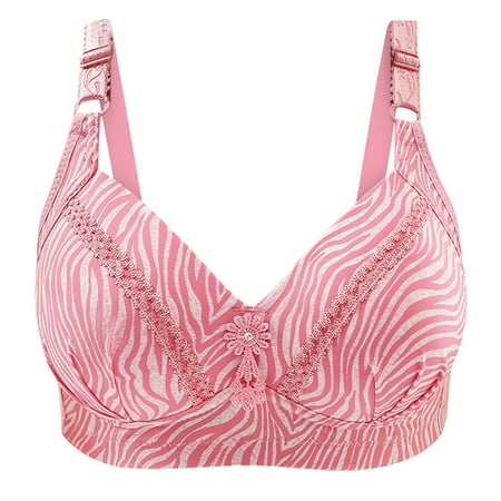 

HTNBO Bras for Women Push up Comfort Plus Size Wire-Free Underwear Front Closure Pink XL