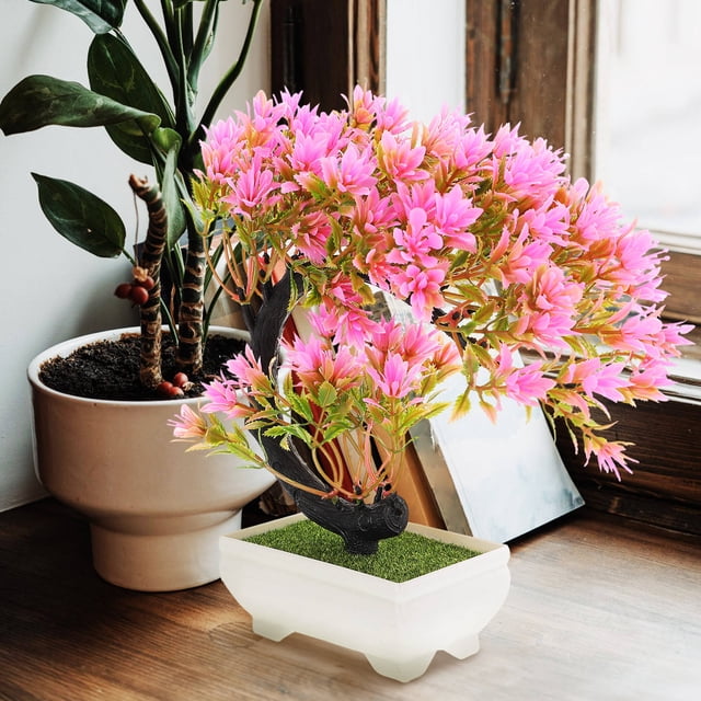unbranded Planta Artificial De Flor Rosa Para De Escritorio Con Resistente