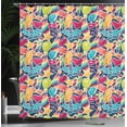 thumbnail image 3 of Ambesonne Fiesta Party Shower Curtain, Ornament Colorful Art, 69"Wx70"L, Petrol Blue Multicolor, 3 of 4