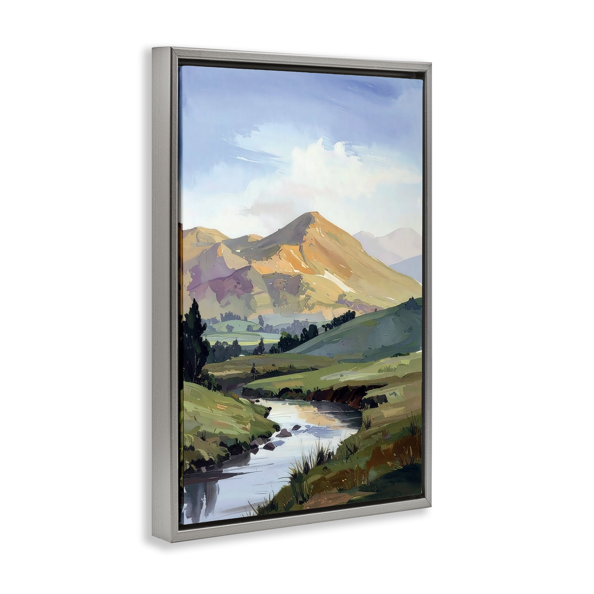 Stupell Industries Across The Valley Gray Framed Floater Canvas Wall Art, design by Alonza Saunders