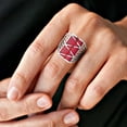 thumbnail image 6 of AeraVida Stripe Line Zig-zag Red Coral .925 Silver Ring-7, 6 of 6
