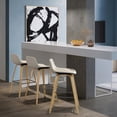 thumbnail image 3 of Simpli Home Randolph Mid Century Modern 28 inch Bentwood Counter/ Bar Height Stool (Set of 2) with Light Wood in Natural Polyeseter linen fabric, 3 of 11