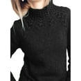 thumbnail image 3 of DYMADE Women Half High Collar Solid Color Twist Knit Sweater Raglan Sleeve Top, 3 of 4