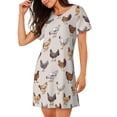 thumbnail image 2 of Zufioo Various Chicken Print Women's Nightgown, Round Neck Short-sleeved Pajamas, Home Wear Suitable for Home and Outing, 2 of 6