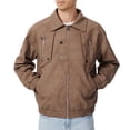 thumbnail image 3 of Zpzdpjkx Mens PU Leather Bomber Jacket Lapel Collar Multi Zipper Pockets Soft Texture Daily Street Fashion Casual Lightweight City Skate Vacation Jackets for Men, 3 of 7