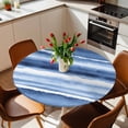 thumbnail image 3 of Blue Stripes Fitted Tablecloth with Elastic Edged, Round Table Cloth for Dining Table, Watercolor Retro Ombre Abstract Tie Dye Art Waterproof Oil Proof Table Cover for Indoor Outdoor 45"-54", 3 of 8
