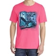 thumbnail image 2 of Wild Bobby, Owl Flying at Night In Front of the Moon, Animal Lover, Garment-Dyed Washed Look Short Sleeve T-Shirt, Neon Pink, Large, 2 of 3