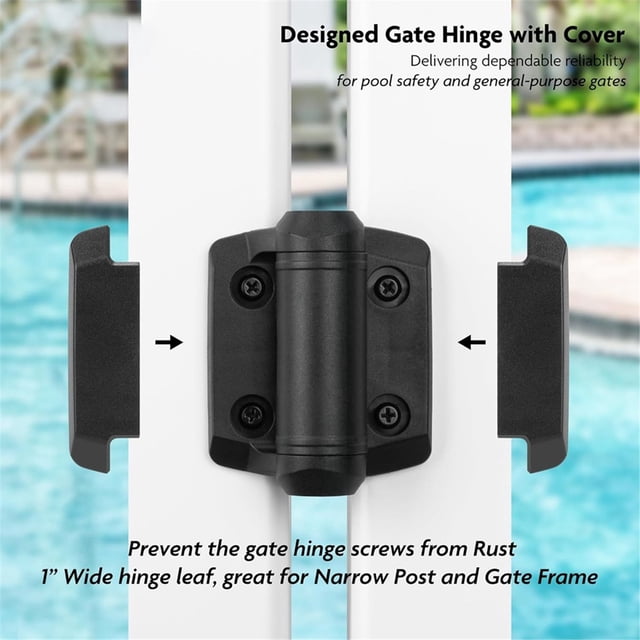 2pcs Self Closing Gate Hinges with Safety Cap,Pool Gate Hinges with Alignment Legs Adjustable Fence Hinges