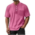 thumbnail image 2 of S-5X Mens Big & Tall T-Shirts with Pocket Plus Size Short Sleeve T Shirts Button Stand Collared Pullover Casual Solid Basic Tees Tops, 2 of 6