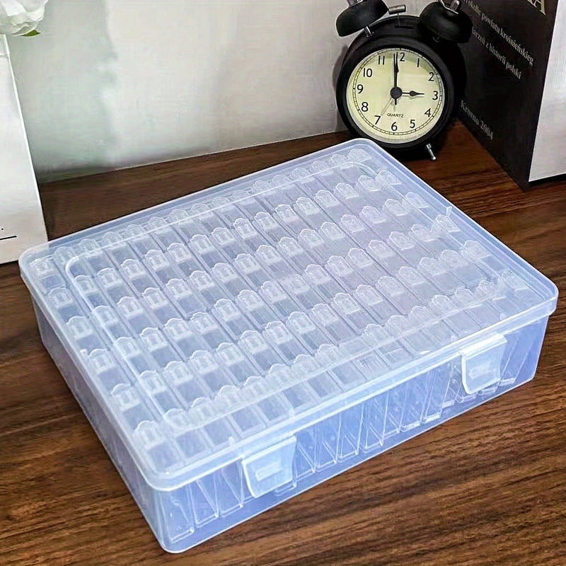 96/120Grid Capacity Bead  Craft Storage Box  96 Individual Compartments - Heavy-Duty Plastic  Lid  Beadwork, Painting, Embroider