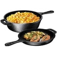 thumbnail image 2 of CUISILAND Cast Iron Combo Cooker 3 PCS Set, 3.2QT Wok and 10" Frying Pan with a Silicone Handle, 2 of 6