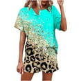 thumbnail image 1 of ICHUANYI Clearance Fashion Women Casual Print Short Sleeve Button Tops Nightwear Shorts Sleepwear Sets(Blue, L) ICHUANYI WER2023080911444, 1 of 5