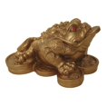 thumbnail image 1 of Estatua de rana dorada con dinero de la suerte de Feng Shui con tres patas, 1 of 1