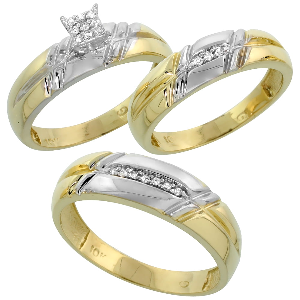 Gabriella Gold  10k Gold  Diamond Trio Engagement Wedding  
