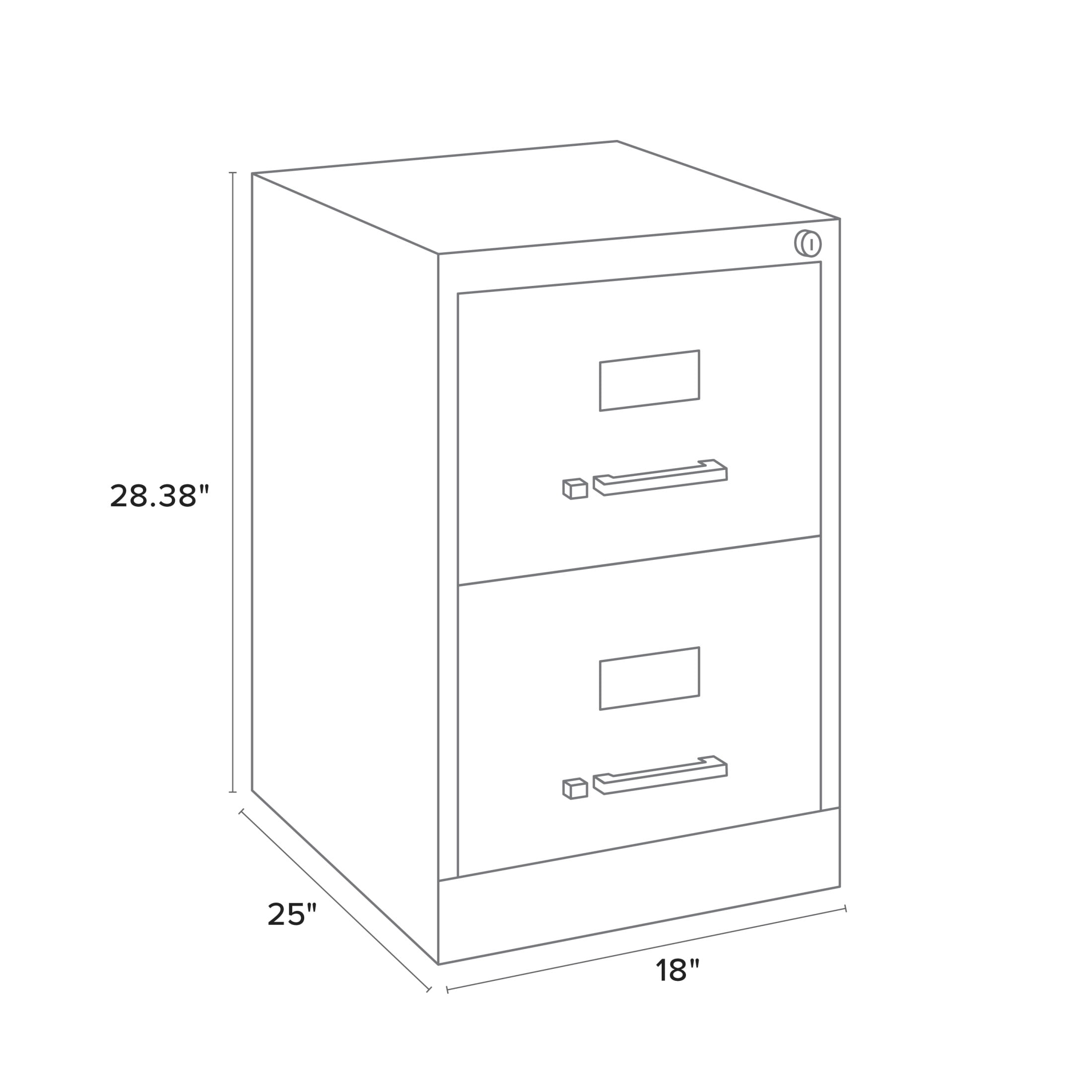 Hirsh 2 Drawer Legal Locking Metal Vertical File Cabinet, 25" Deep, Black